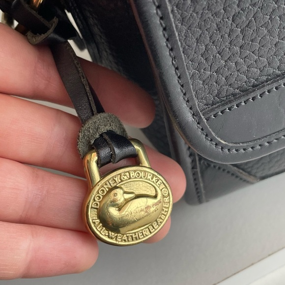 Dooney and Bourke Black Pebbled Leather Surrey Carrier Crossbody double buckle - Picture 13 of 16